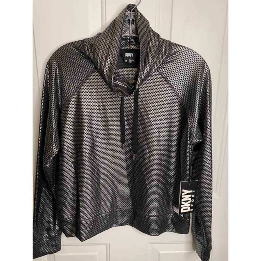 DKNY Women's‎ Size XS Silver/Black Sheer Top NWTs